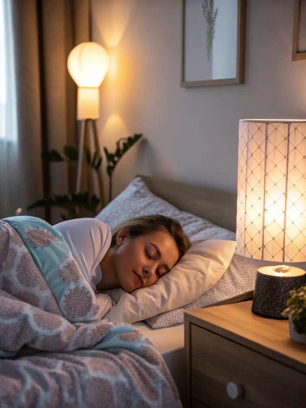 A person sleeping peacefully on a bed with the Thermal Sleep Pillow, showcasing its ergonomic design and temperature-regulating properties.