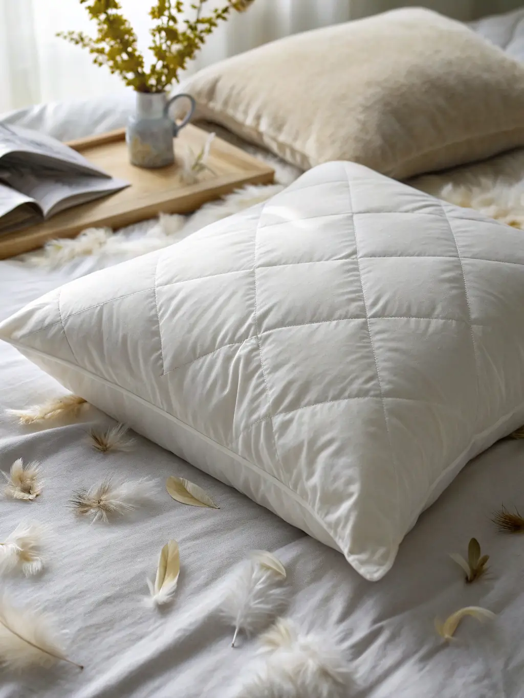 A detailed view of the Thermal Sleep Pillow's filling, showcasing its hypoallergenic properties and ability to provide excellent support for the head and neck.